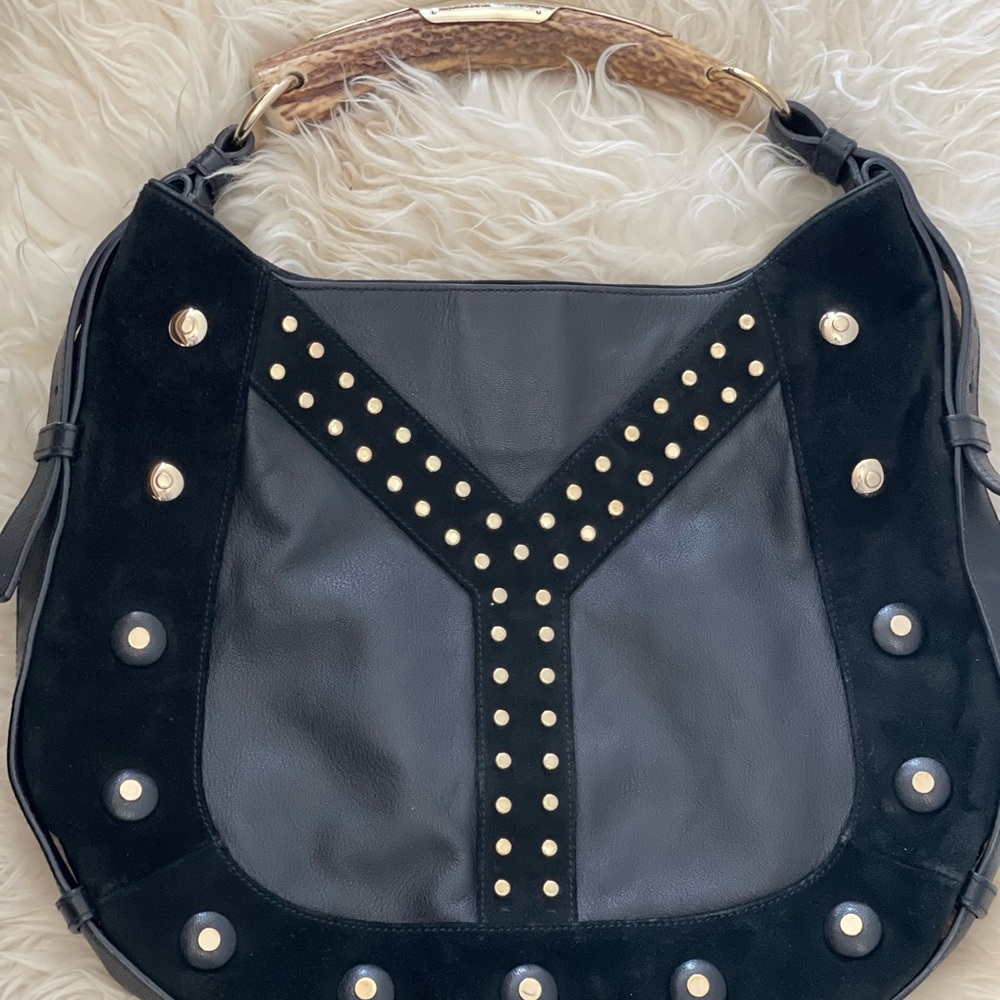 YSL Vintage Horn Bag with gold rivets